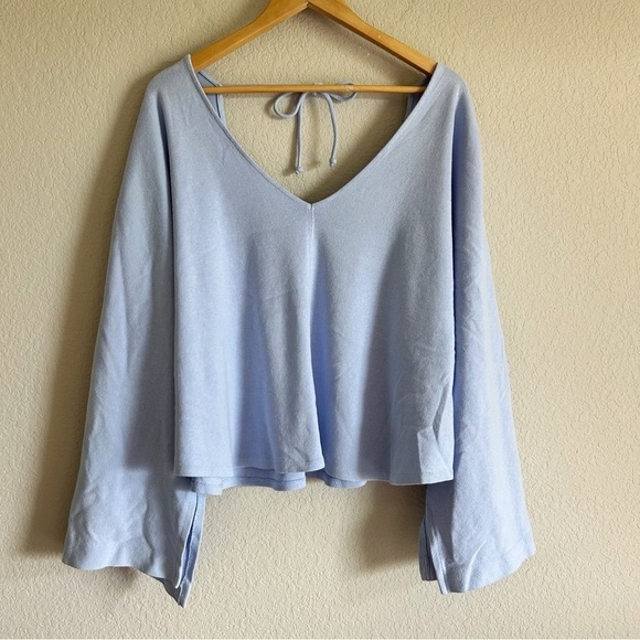 Free People Mateo Top Blue Knit Size M - Picture 2 of 12
